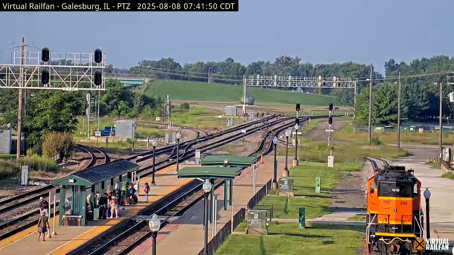 Galesburg City Skyline & Galesburg  Railway Station Railroad Crossing Junction Live Cam- Galesburg, Knox, Illinois, USA