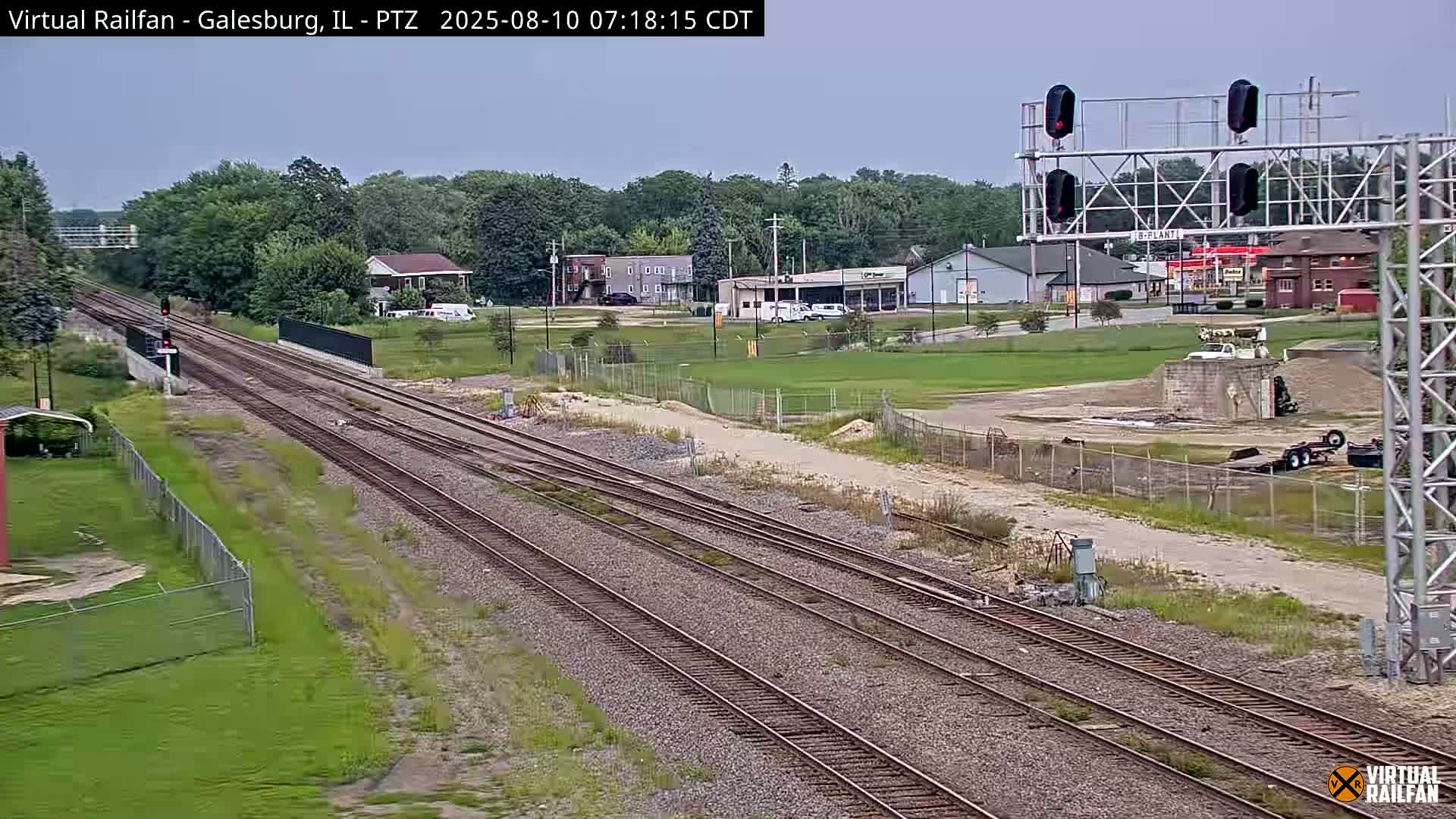 Galesburg City Skyline & Galesburg  Railway Station Railroad Crossing Junction Live Cam- Galesburg, Knox, Illinois, USA
