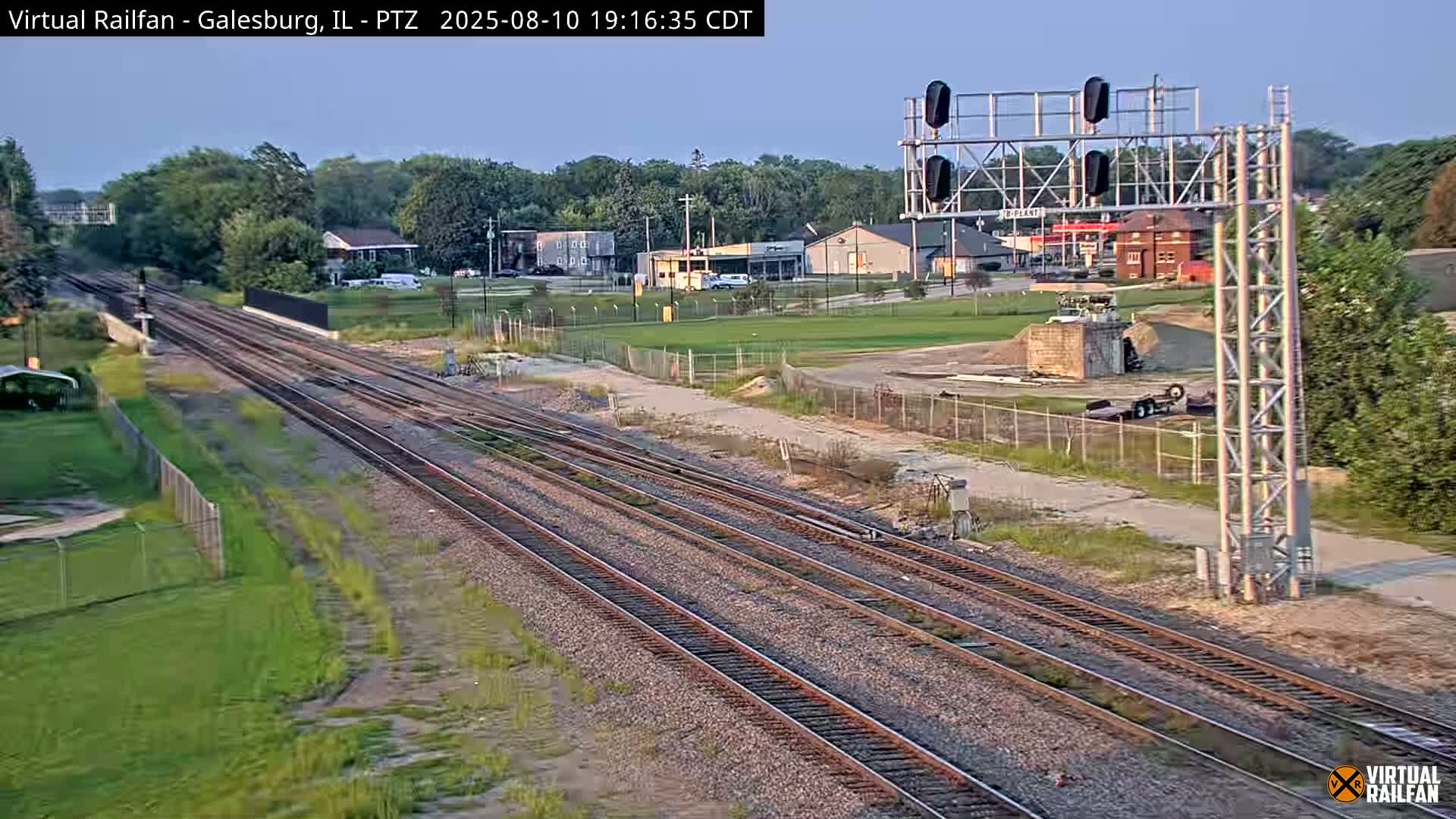 Galesburg City Skyline & Galesburg  Railway Station Railroad Crossing Junction Live Cam- Galesburg, Knox, Illinois, USA