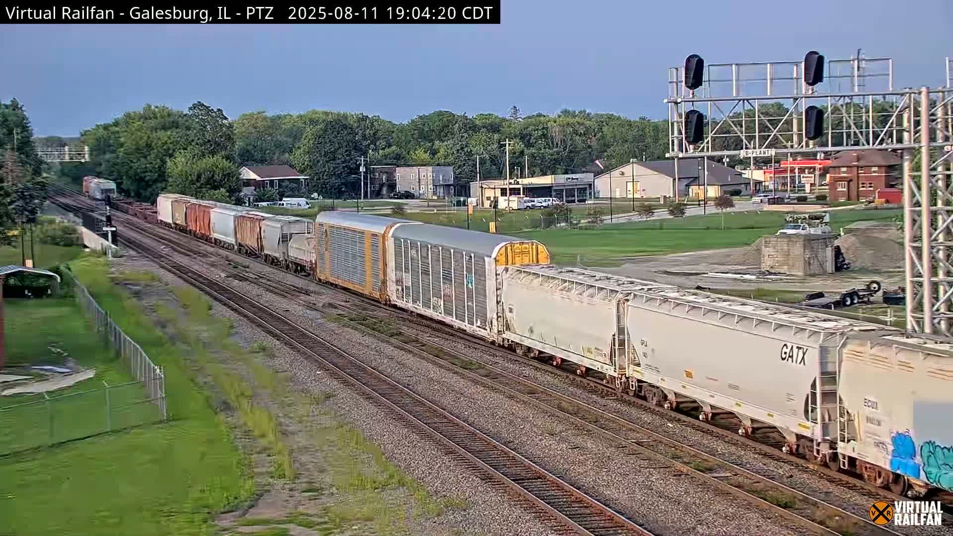 Galesburg City Skyline & Galesburg  Railway Station Railroad Crossing Junction Live Cam- Galesburg, Knox, Illinois, USA