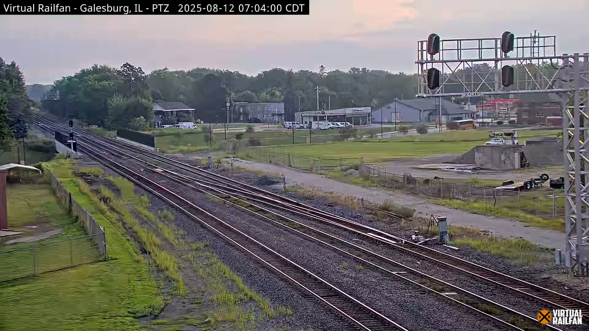 Galesburg City Skyline & Galesburg  Railway Station Railroad Crossing Junction Live Cam- Galesburg, Knox, Illinois, USA