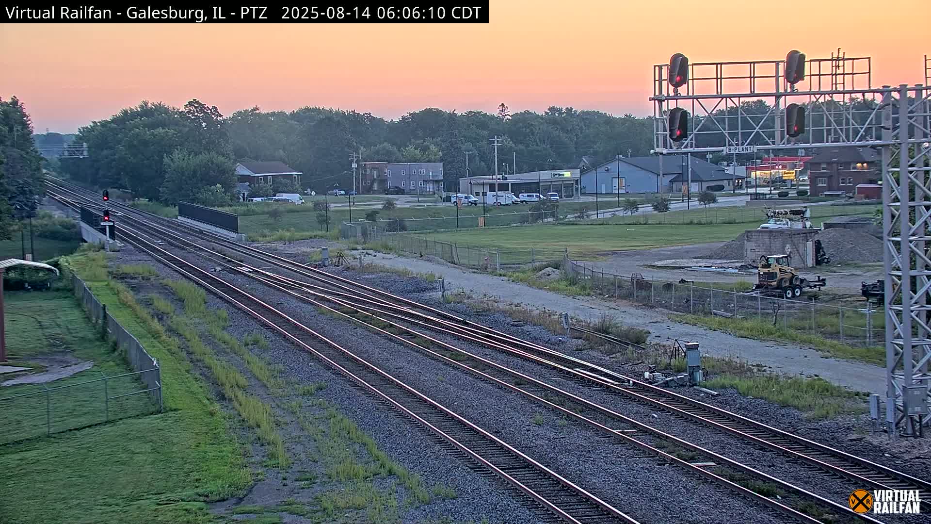 Galesburg City Skyline & Galesburg  Railway Station Railroad Crossing Junction Live Cam- Galesburg, Knox, Illinois, USA