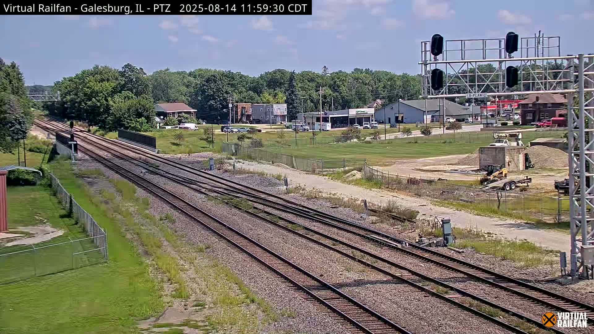 Galesburg City Skyline & Galesburg  Railway Station Railroad Crossing Junction Live Cam- Galesburg, Knox, Illinois, USA