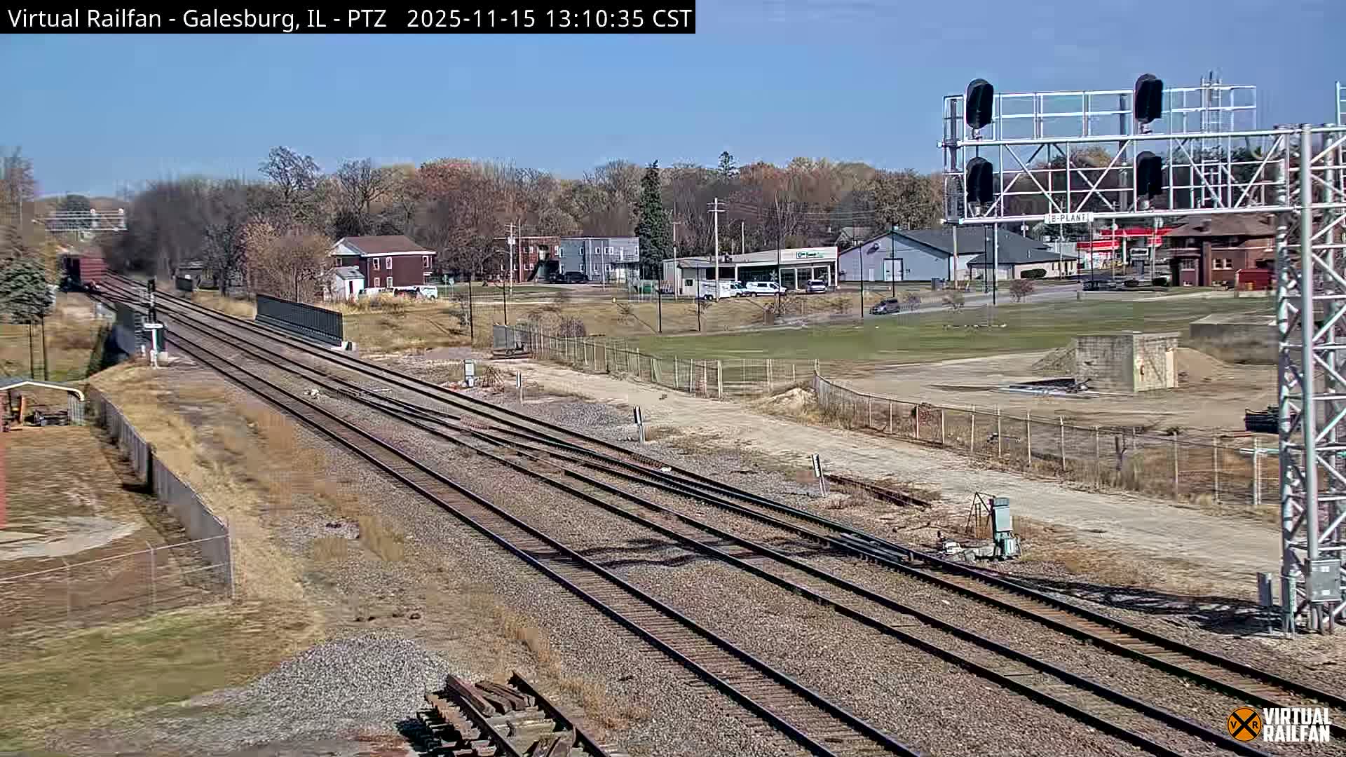 Galesburg City Skyline & Galesburg  Railway Station Railroad Crossing Junction Live Cam- Galesburg, Knox, Illinois, USA