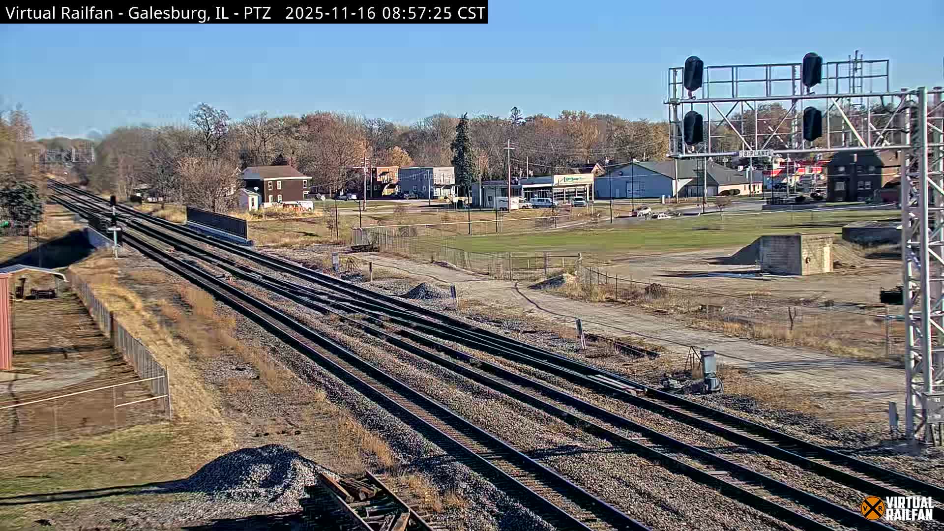Galesburg City Skyline & Galesburg  Railway Station Railroad Crossing Junction Live Cam- Galesburg, Knox, Illinois, USA