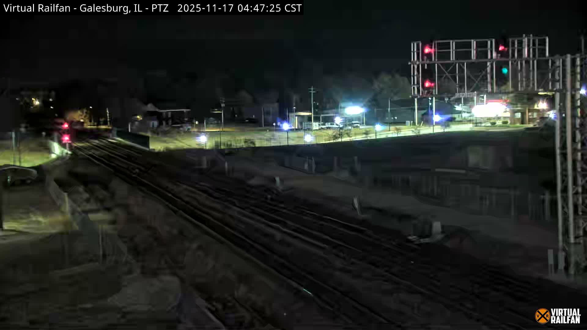 Galesburg City Skyline & Galesburg  Railway Station Railroad Crossing Junction Live Cam- Galesburg, Knox, Illinois, USA