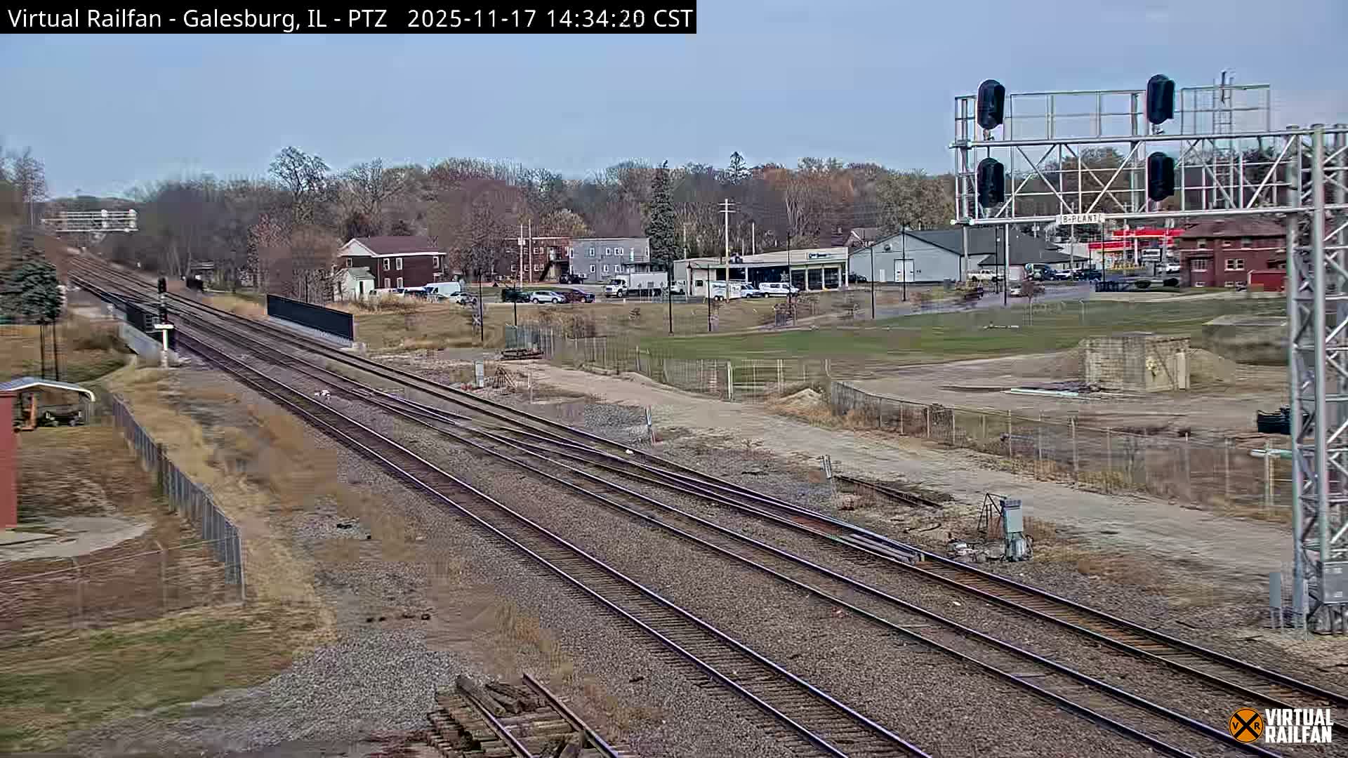 Galesburg City Skyline & Galesburg  Railway Station Railroad Crossing Junction Live Cam- Galesburg, Knox, Illinois, USA