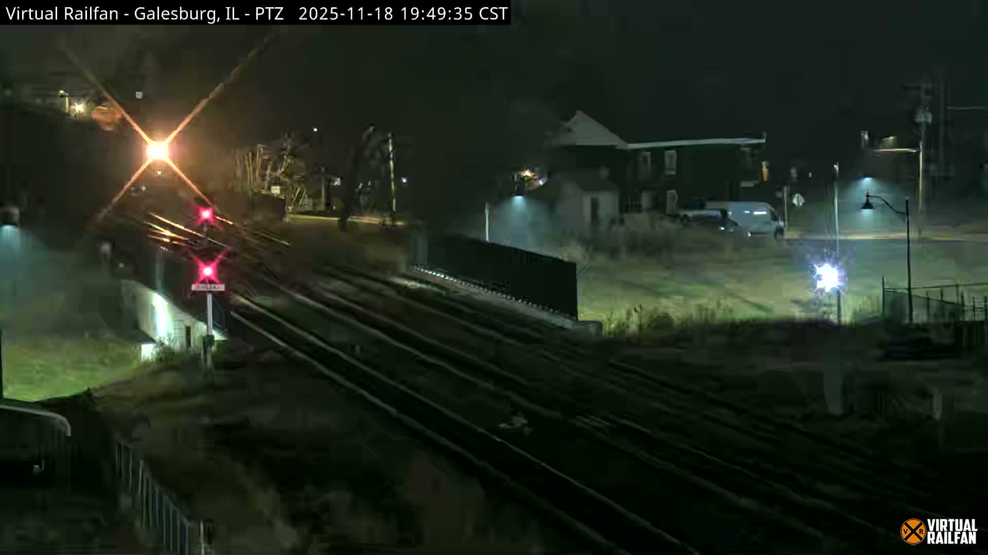 Galesburg City Skyline & Galesburg  Railway Station Railroad Crossing Junction Live Cam- Galesburg, Knox, Illinois, USA