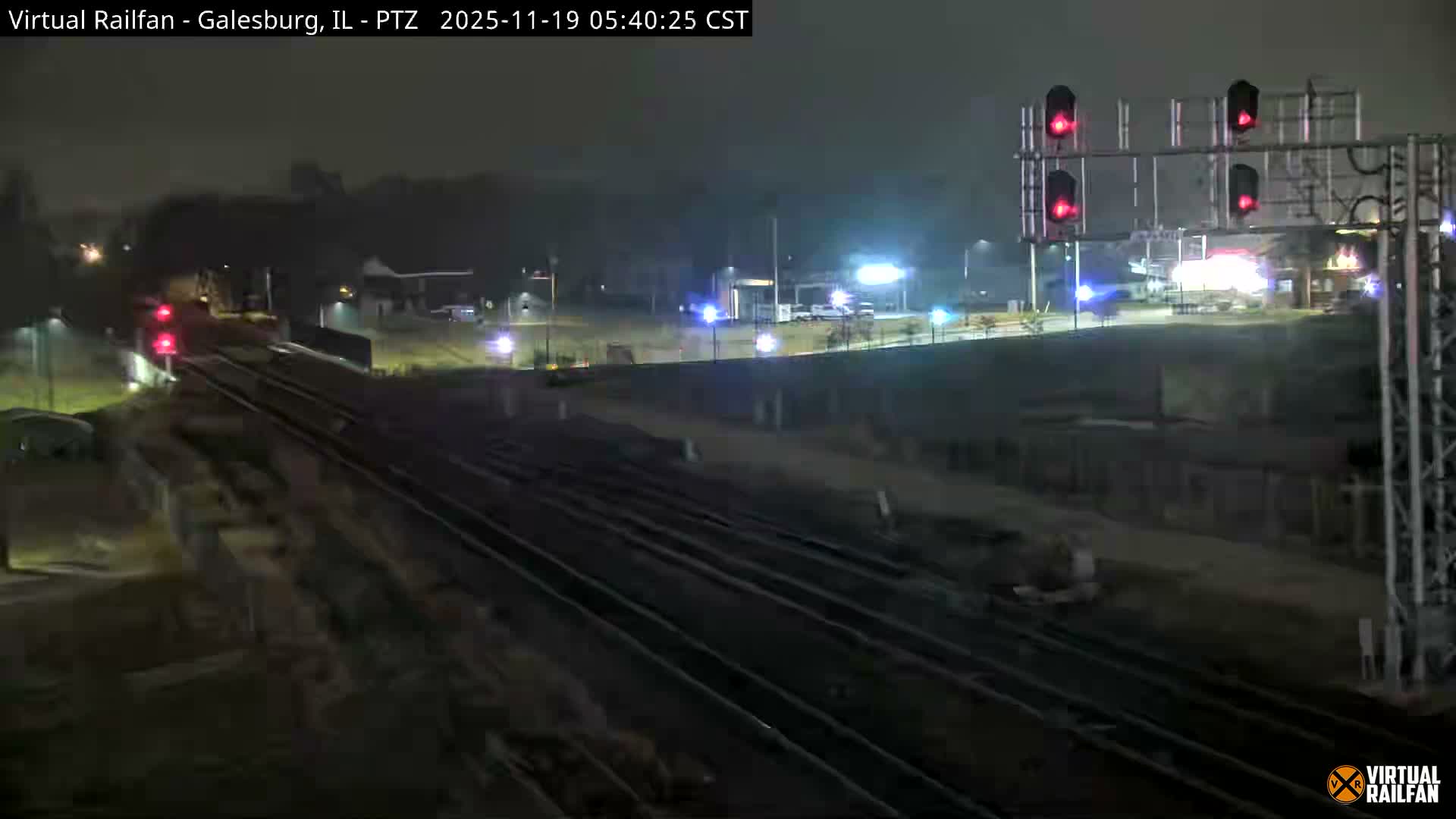 Galesburg City Skyline & Galesburg  Railway Station Railroad Crossing Junction Live Cam- Galesburg, Knox, Illinois, USA