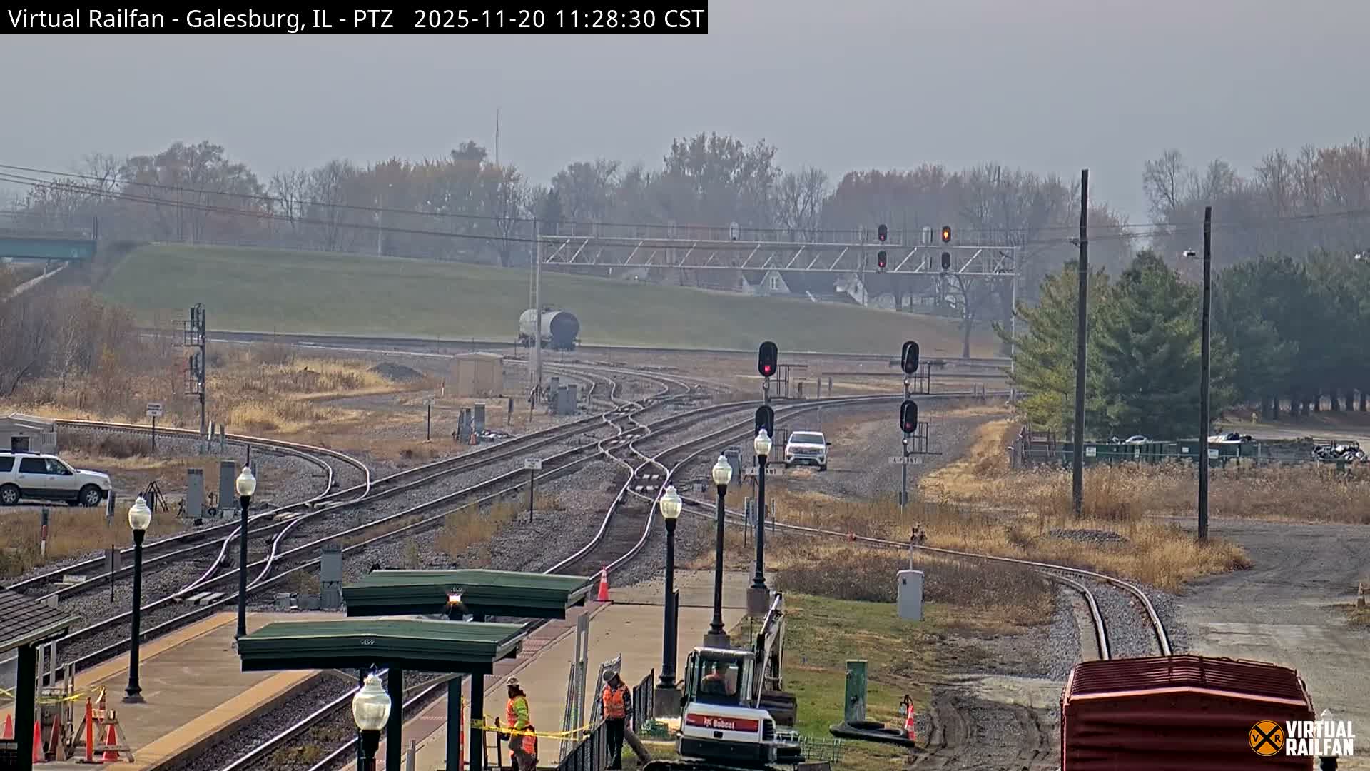Galesburg City Skyline & Galesburg  Railway Station Railroad Crossing Junction Live Cam- Galesburg, Knox, Illinois, USA
