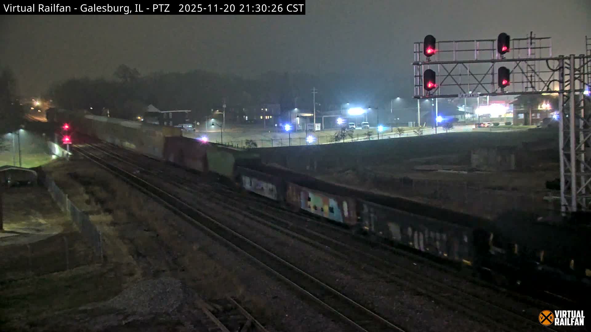 Galesburg City Skyline & Galesburg  Railway Station Railroad Crossing Junction Live Cam- Galesburg, Knox, Illinois, USA