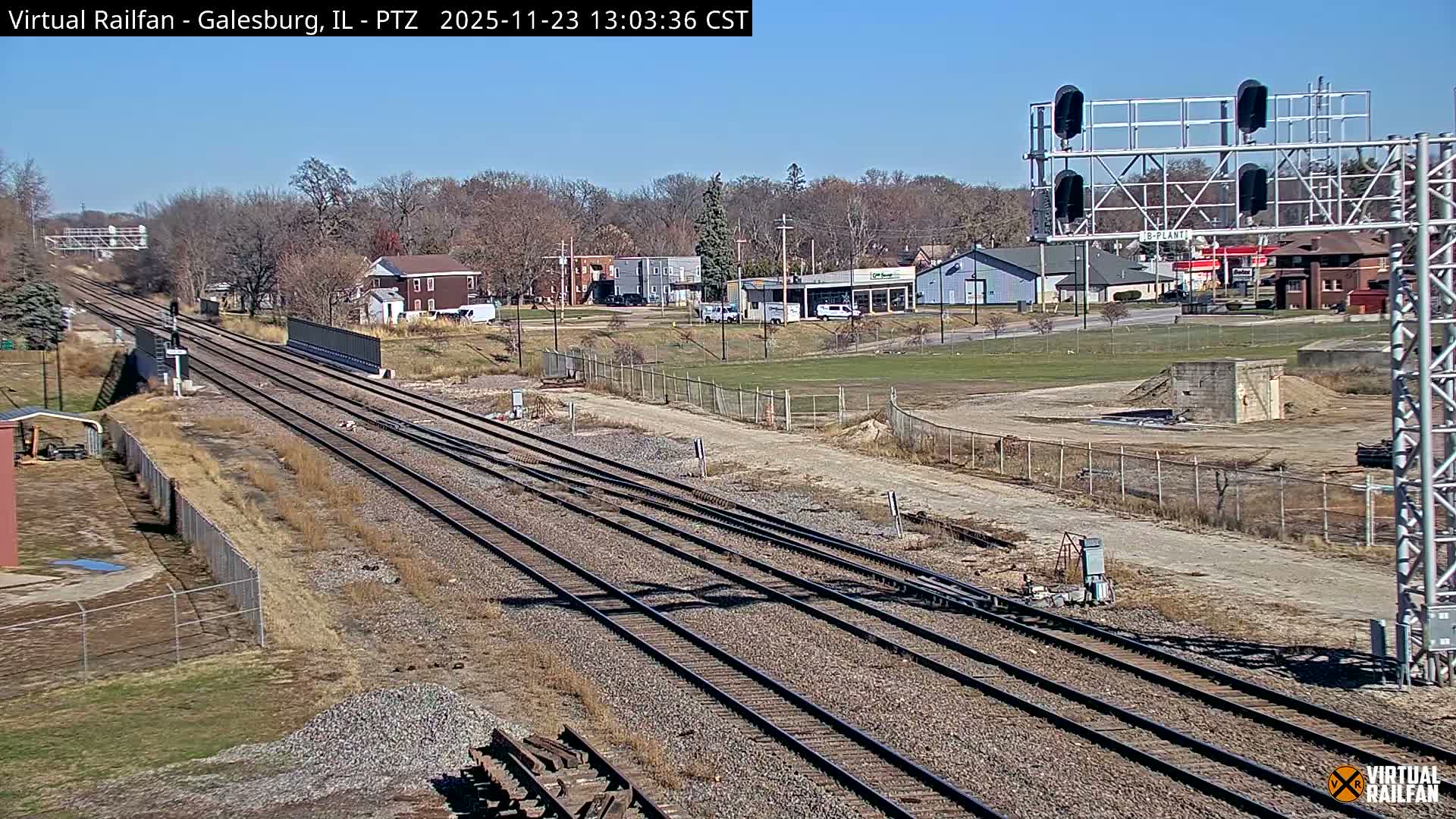Galesburg City Skyline & Galesburg  Railway Station Railroad Crossing Junction Live Cam- Galesburg, Knox, Illinois, USA