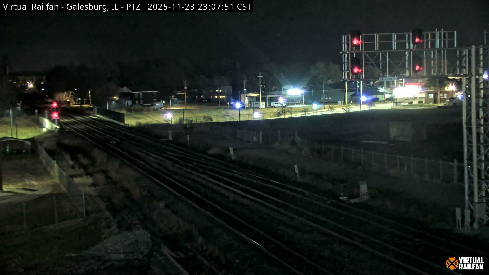 Galesburg City Skyline & Galesburg  Railway Station Railroad Crossing Junction Live Cam- Galesburg, Knox, Illinois, USA