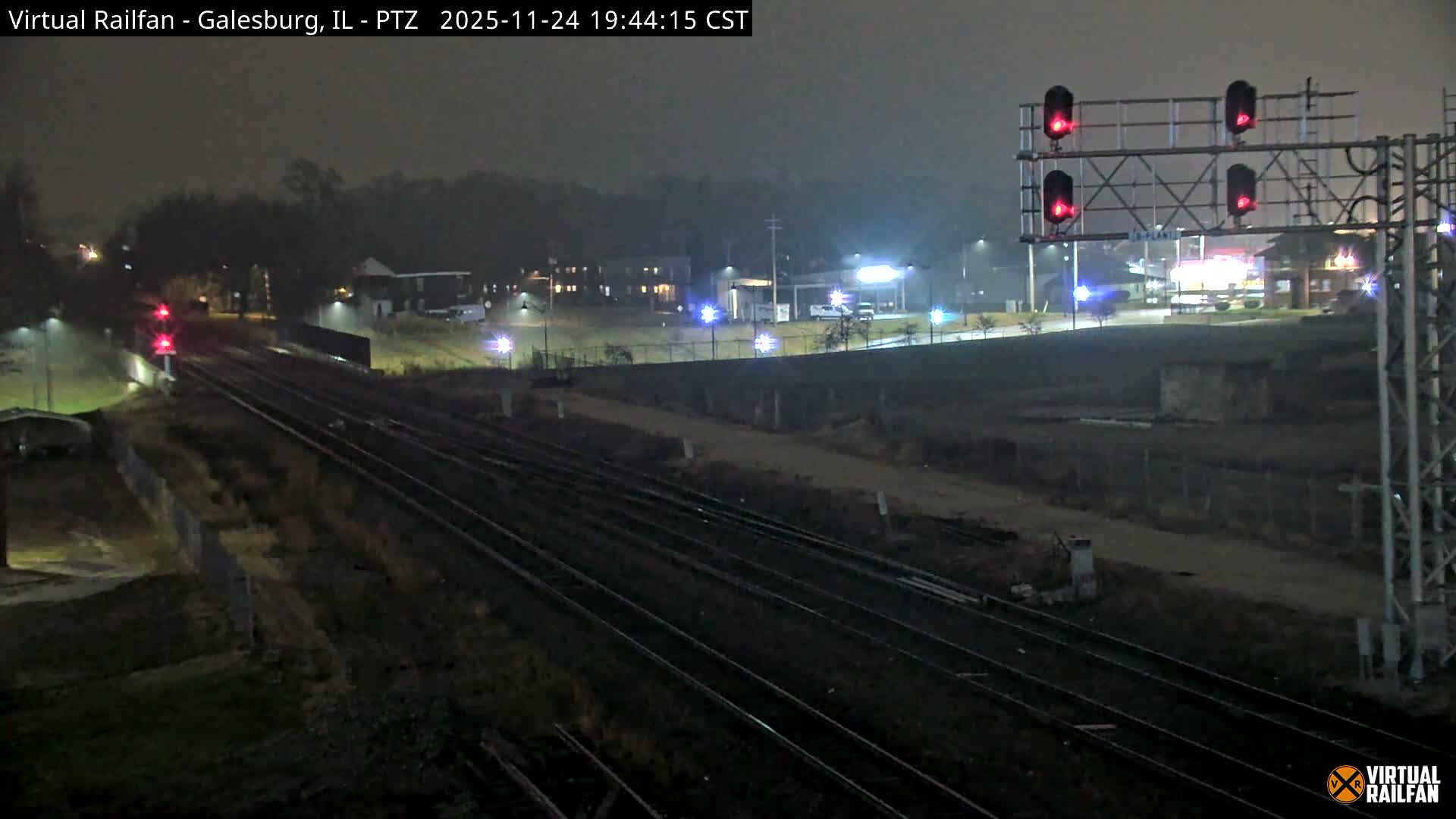 Galesburg City Skyline & Galesburg  Railway Station Railroad Crossing Junction Live Cam- Galesburg, Knox, Illinois, USA