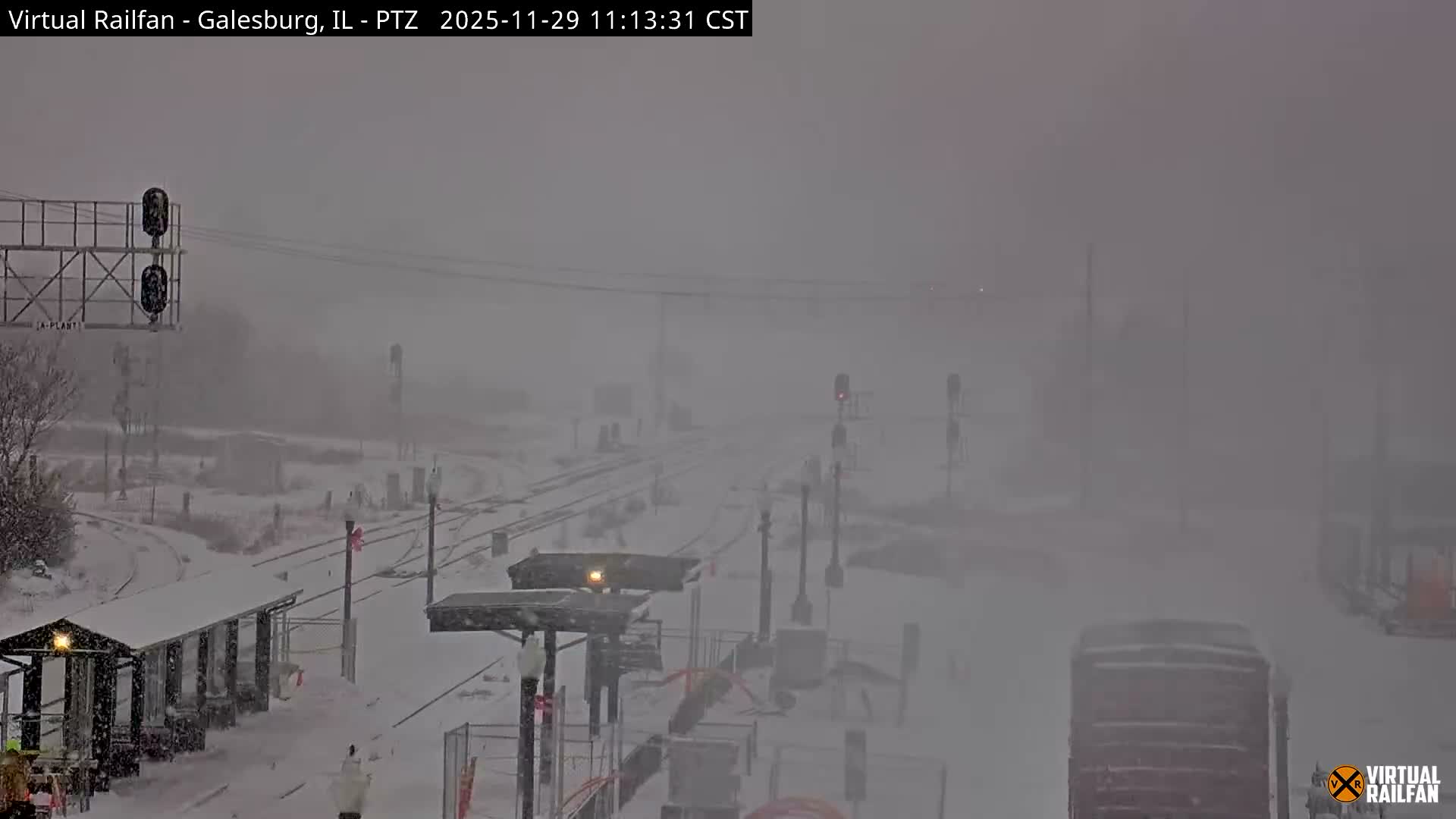 Galesburg City Skyline & Galesburg  Railway Station Railroad Crossing Junction Live Cam- Galesburg, Knox, Illinois, USA