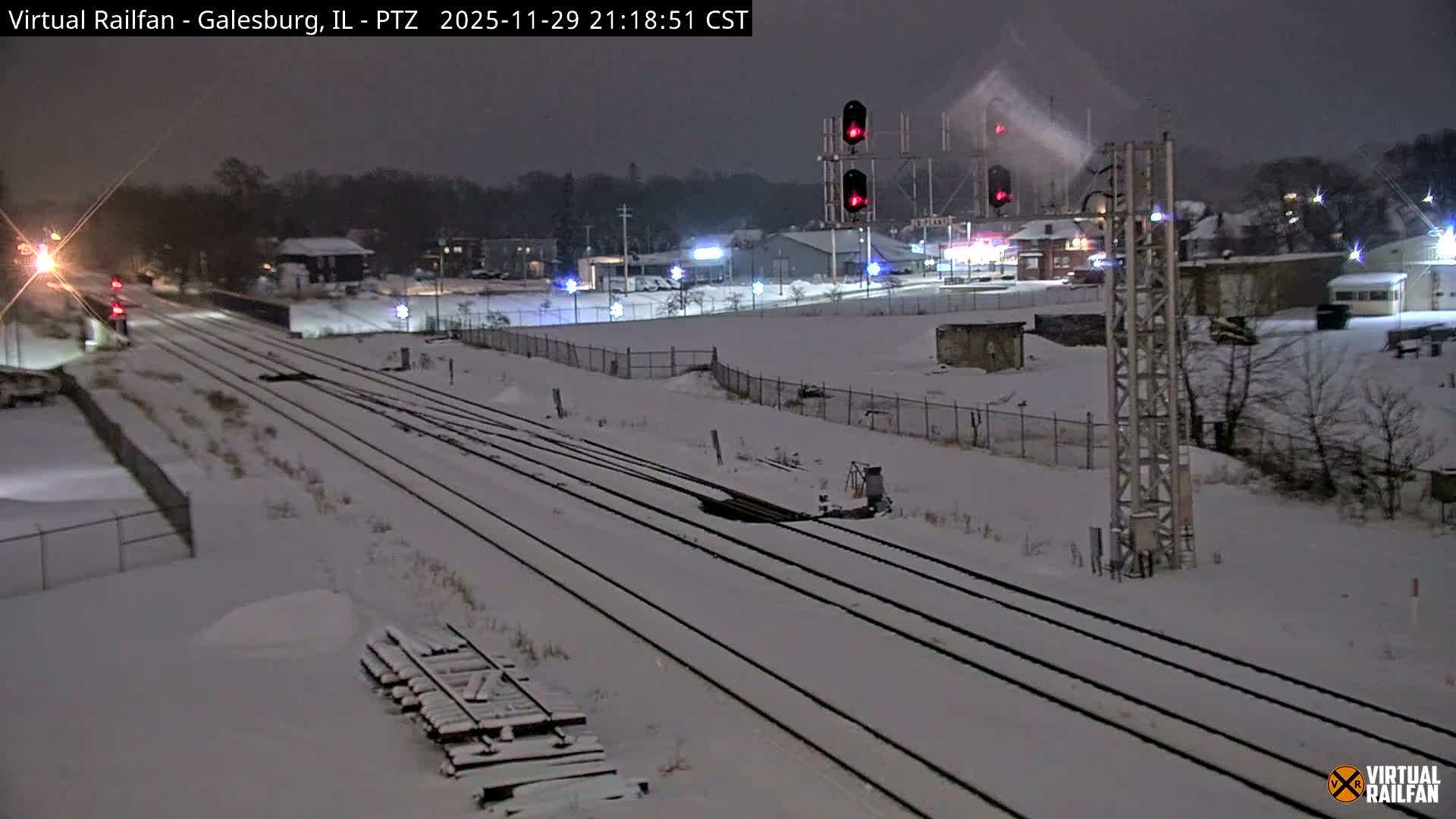 Galesburg City Skyline & Galesburg  Railway Station Railroad Crossing Junction Live Cam- Galesburg, Knox, Illinois, USA