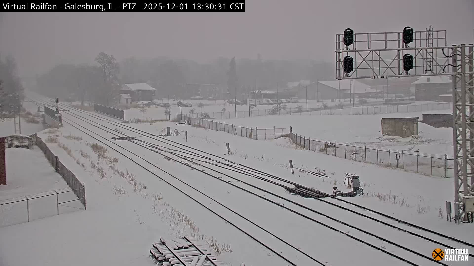 Galesburg City Skyline & Galesburg  Railway Station Railroad Crossing Junction Live Cam- Galesburg, Knox, Illinois, USA