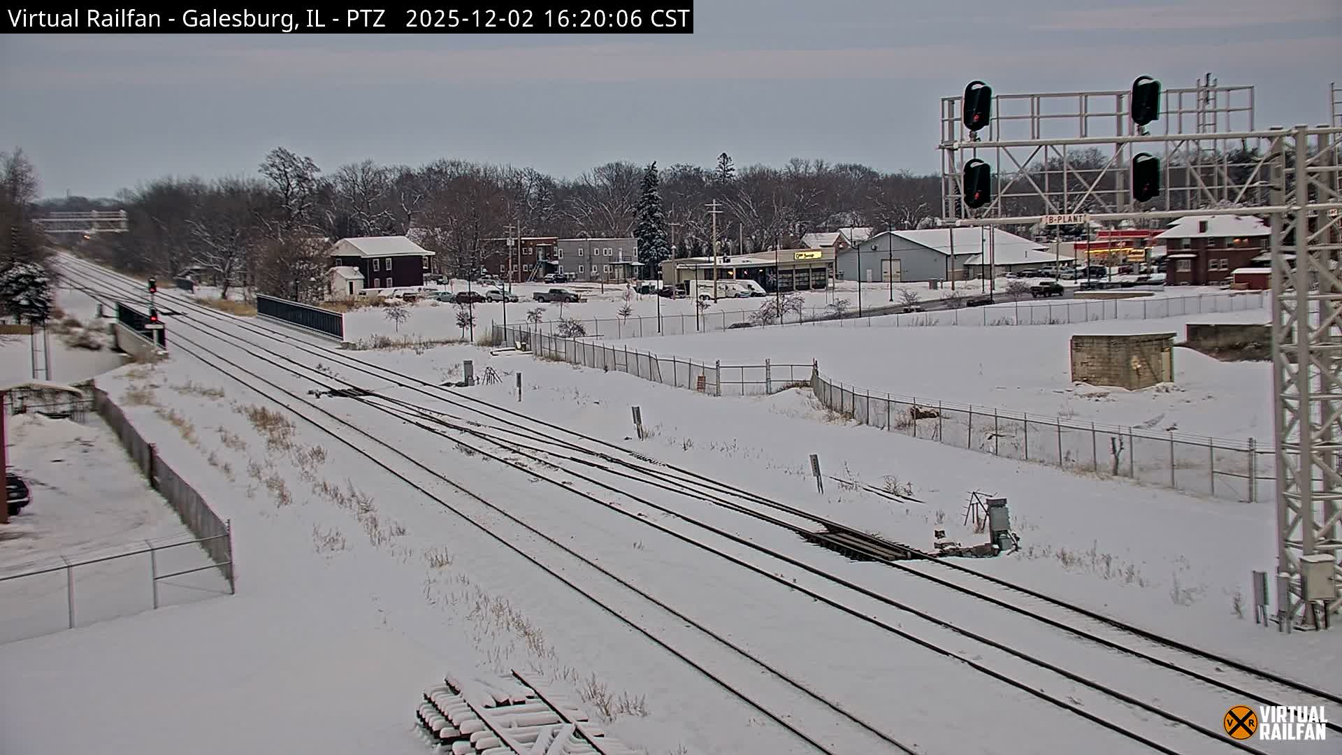 Galesburg City Skyline & Galesburg  Railway Station Railroad Crossing Junction Live Cam- Galesburg, Knox, Illinois, USA