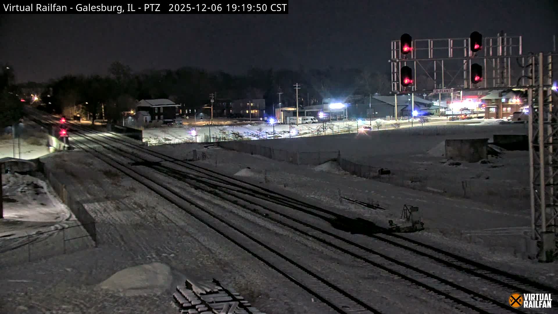 Galesburg City Skyline & Galesburg  Railway Station Railroad Crossing Junction Live Cam- Galesburg, Knox, Illinois, USA