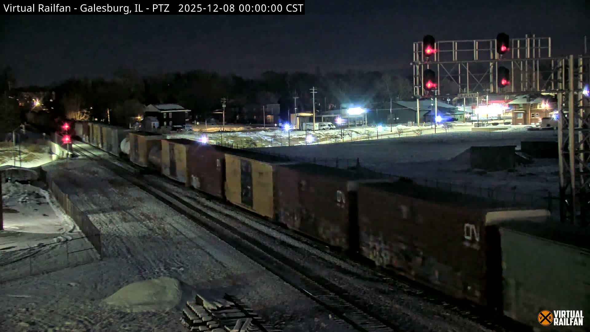 Galesburg City Skyline & Galesburg  Railway Station Railroad Crossing Junction Live Cam- Galesburg, Knox, Illinois, USA