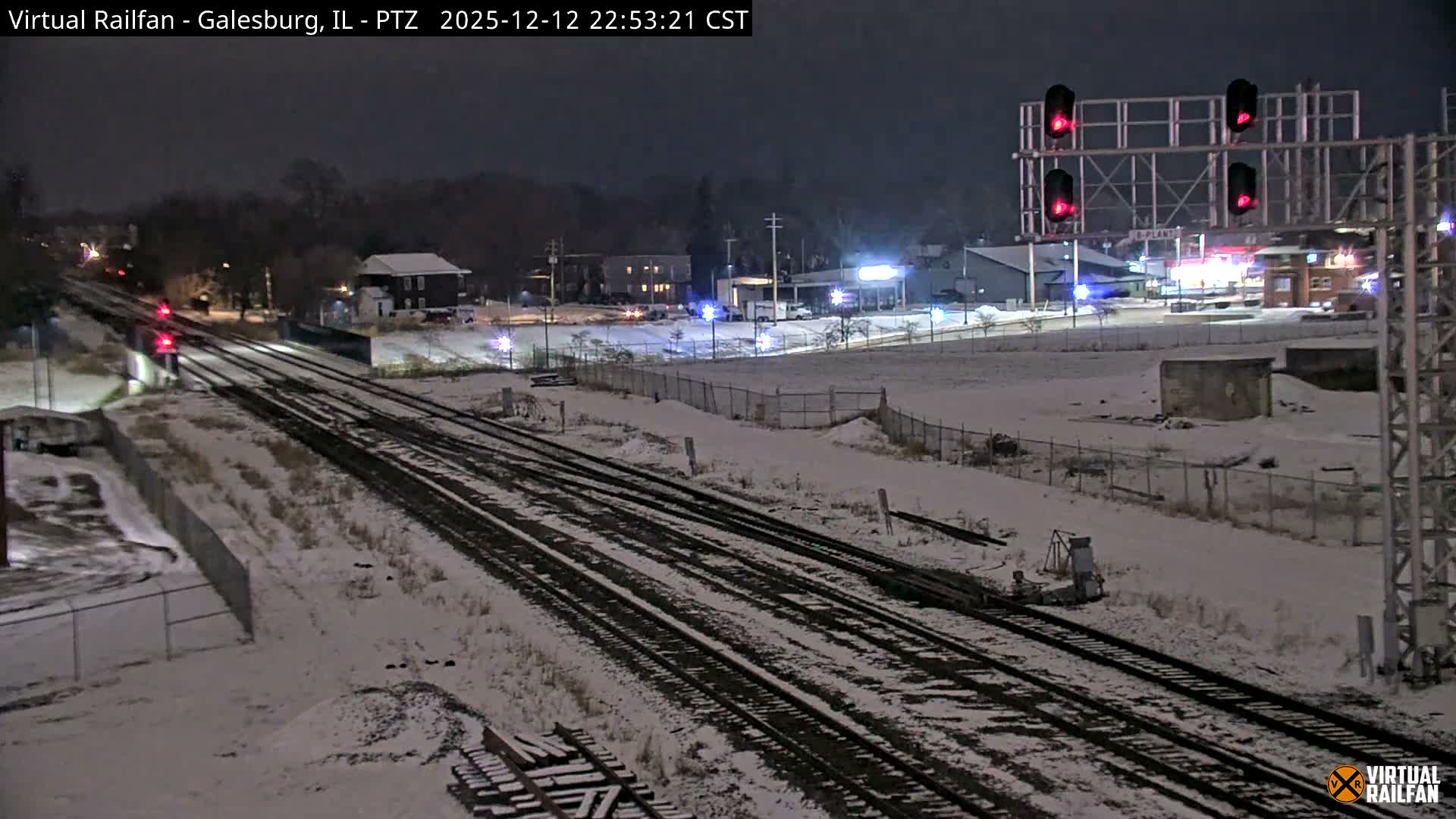 Galesburg City Skyline & Galesburg  Railway Station Railroad Crossing Junction Live Cam- Galesburg, Knox, Illinois, USA