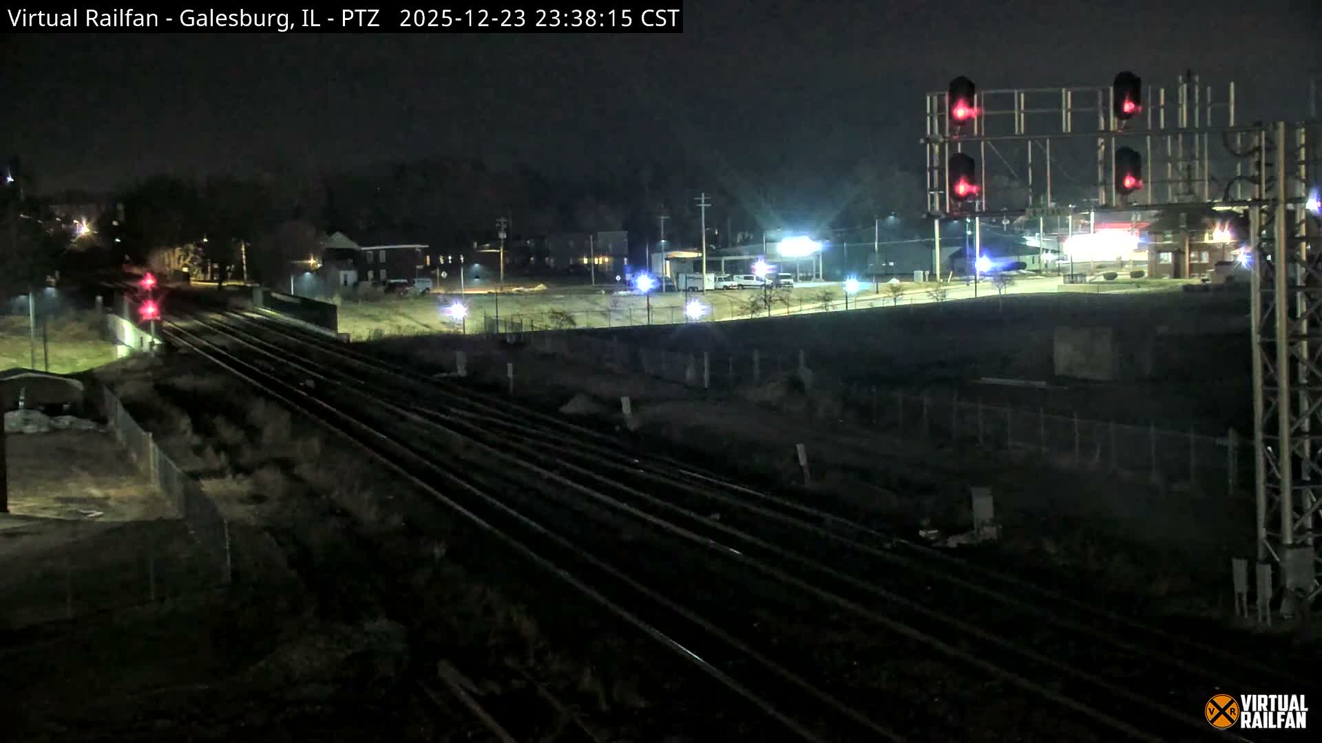 Galesburg City Skyline & Galesburg  Railway Station Railroad Crossing Junction Live Cam- Galesburg, Knox, Illinois, USA