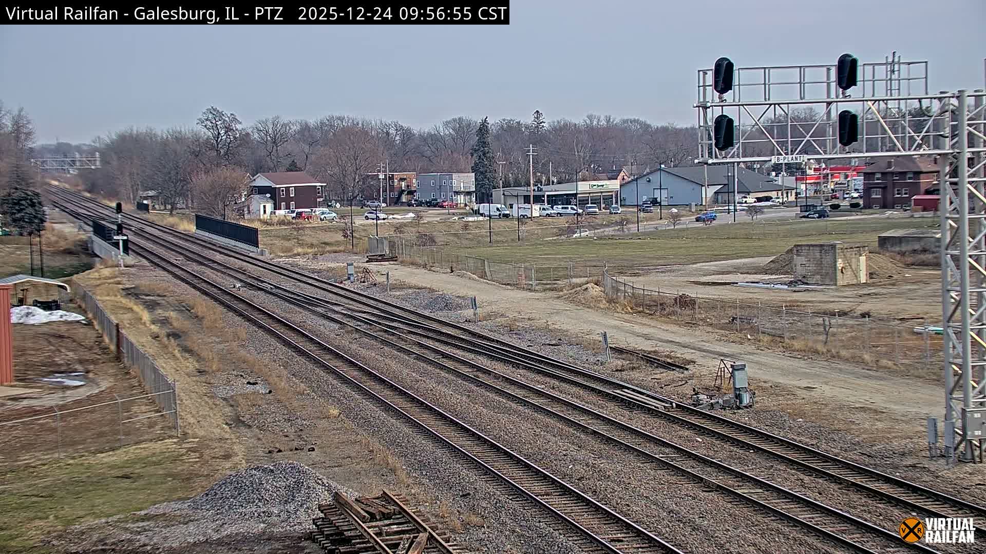 Galesburg City Skyline & Galesburg  Railway Station Railroad Crossing Junction Live Cam- Galesburg, Knox, Illinois, USA