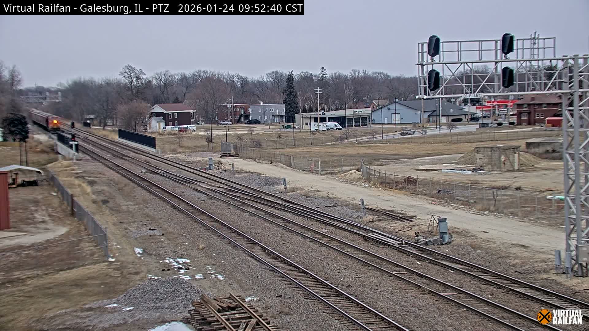 Galesburg City Skyline & Galesburg  Railway Station Railroad Crossing Junction Live Cam- Galesburg, Knox, Illinois, USA