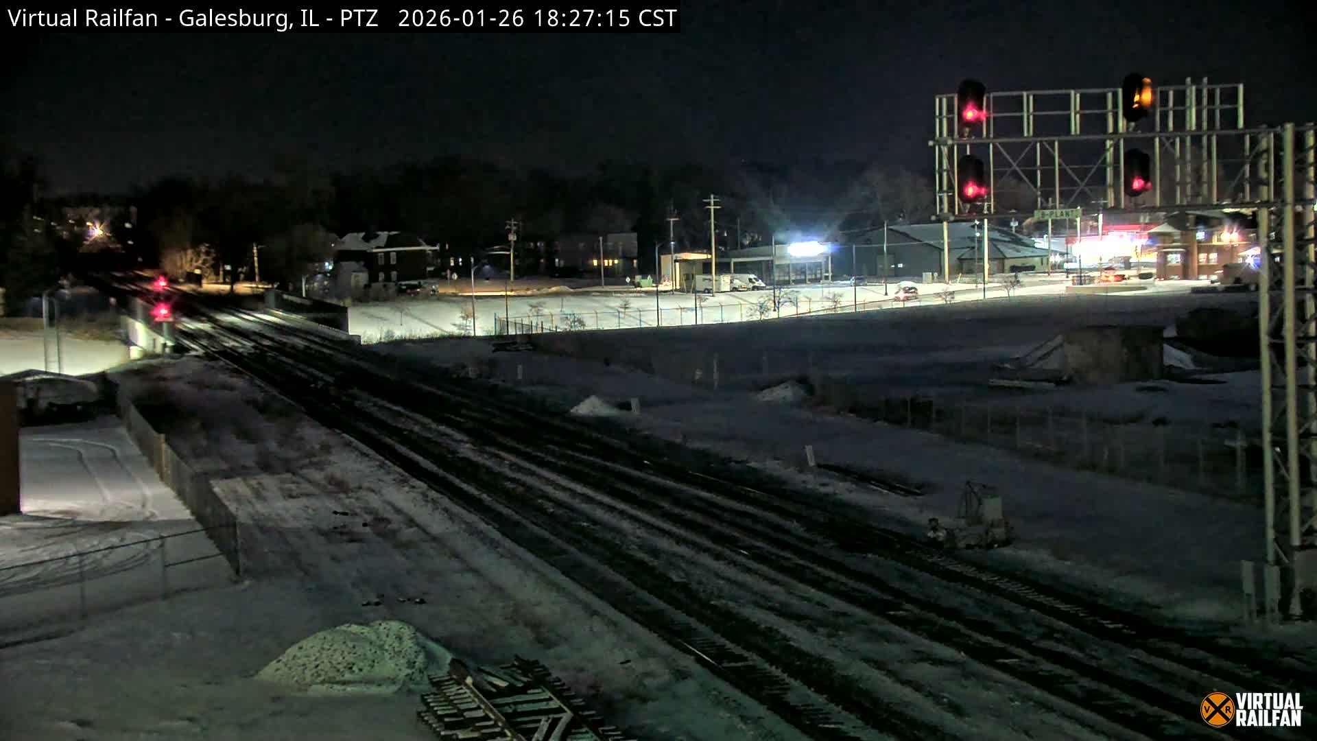 Galesburg City Skyline & Galesburg  Railway Station Railroad Crossing Junction Live Cam- Galesburg, Knox, Illinois, USA