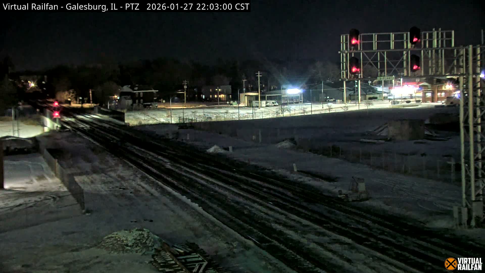 Galesburg City Skyline & Galesburg  Railway Station Railroad Crossing Junction Live Cam- Galesburg, Knox, Illinois, USA