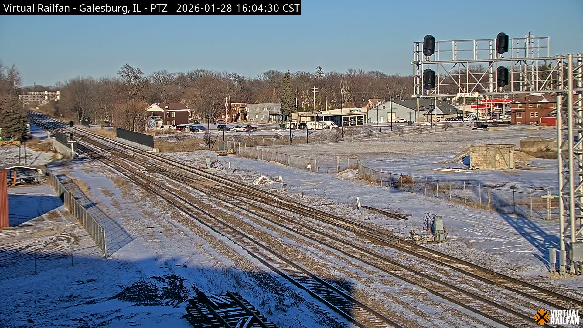 Galesburg City Skyline & Galesburg  Railway Station Railroad Crossing Junction Live Cam- Galesburg, Knox, Illinois, USA