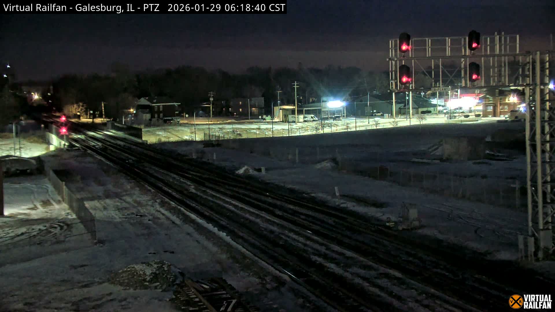 Galesburg City Skyline & Galesburg  Railway Station Railroad Crossing Junction Live Cam- Galesburg, Knox, Illinois, USA