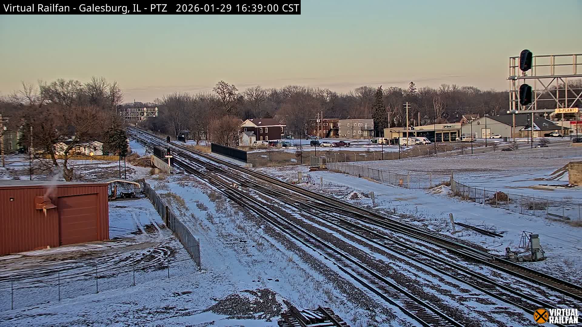 Galesburg City Skyline & Galesburg  Railway Station Railroad Crossing Junction Live Cam- Galesburg, Knox, Illinois, USA