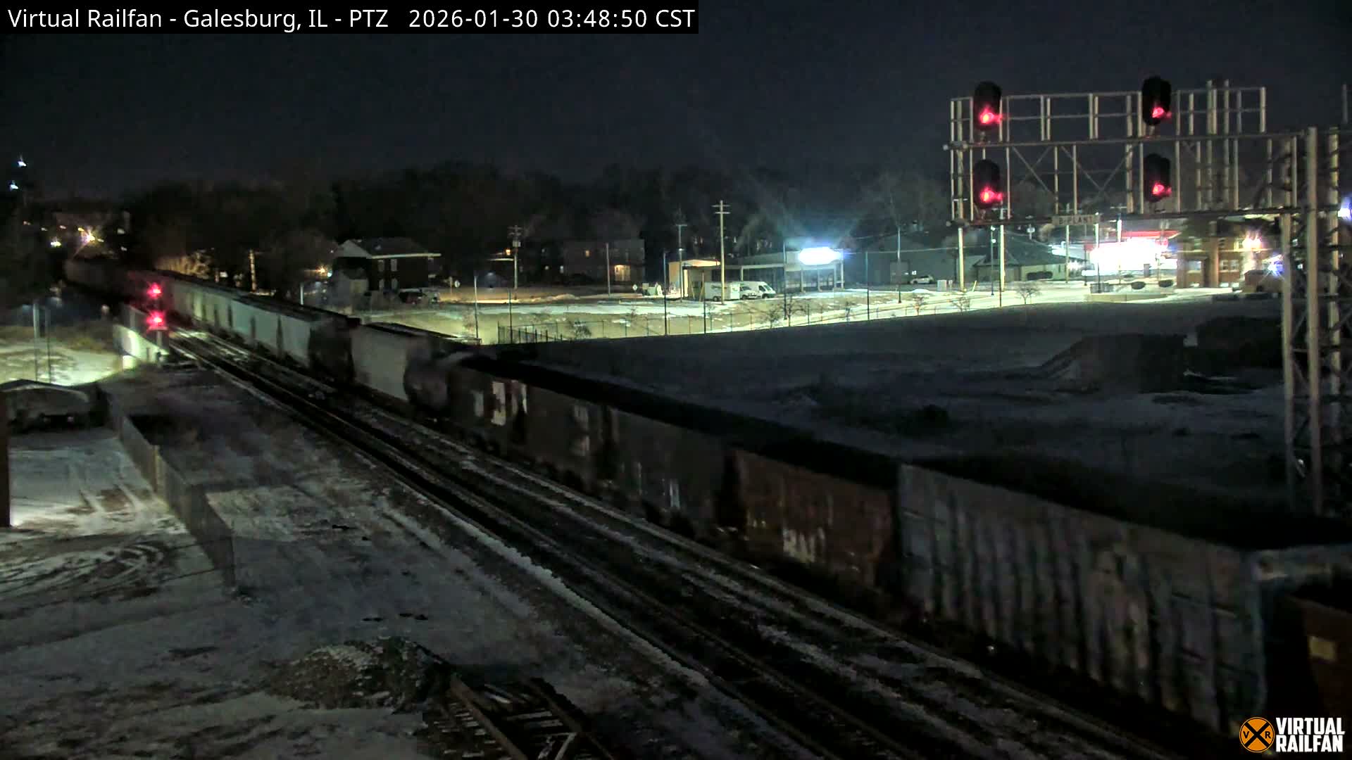 Galesburg City Skyline & Galesburg  Railway Station Railroad Crossing Junction Live Cam- Galesburg, Knox, Illinois, USA