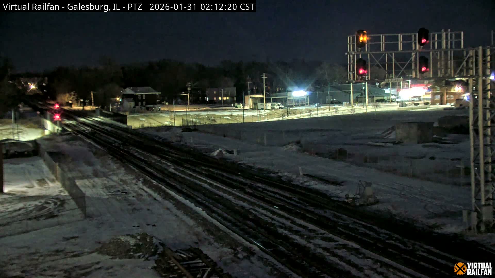 Galesburg City Skyline & Galesburg  Railway Station Railroad Crossing Junction Live Cam- Galesburg, Knox, Illinois, USA