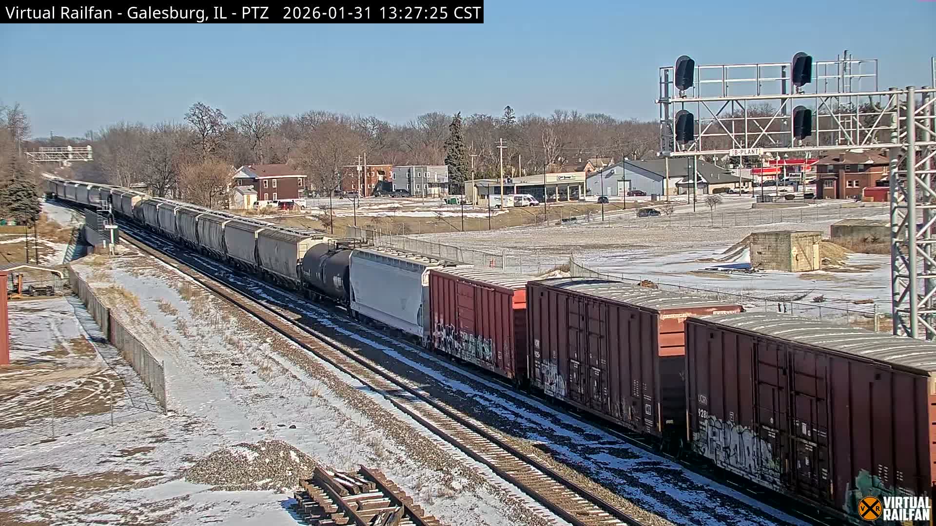 Galesburg City Skyline & Galesburg  Railway Station Railroad Crossing Junction Live Cam- Galesburg, Knox, Illinois, USA