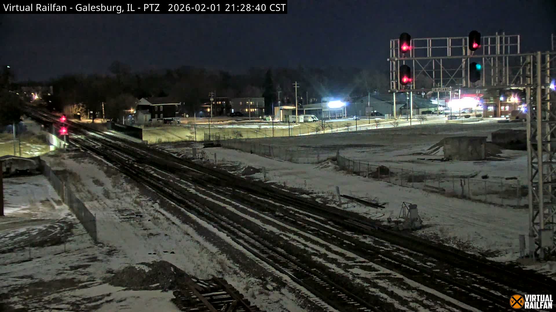 Galesburg City Skyline & Galesburg  Railway Station Railroad Crossing Junction Live Cam- Galesburg, Knox, Illinois, USA