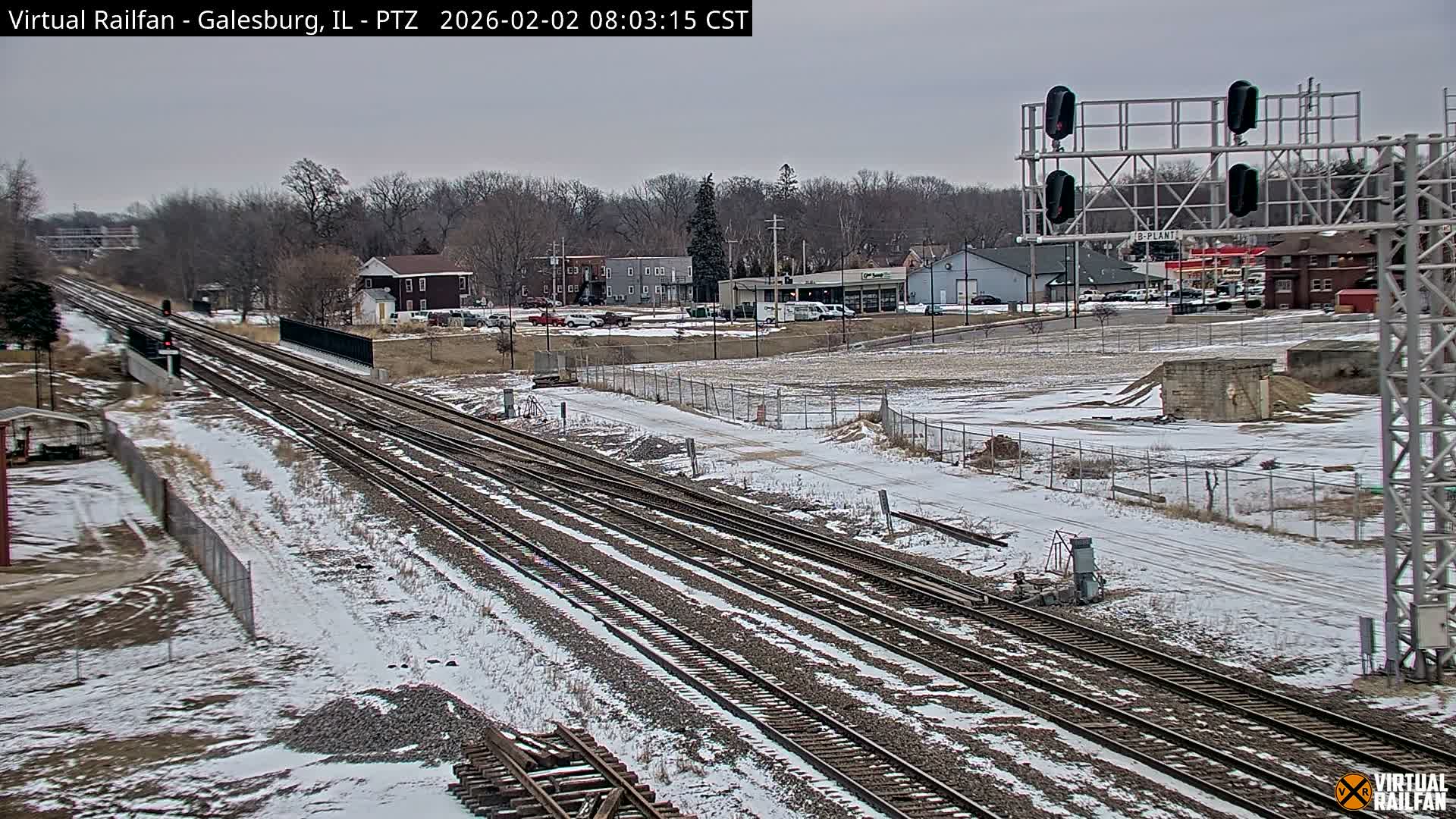 Galesburg City Skyline & Galesburg  Railway Station Railroad Crossing Junction Live Cam- Galesburg, Knox, Illinois, USA