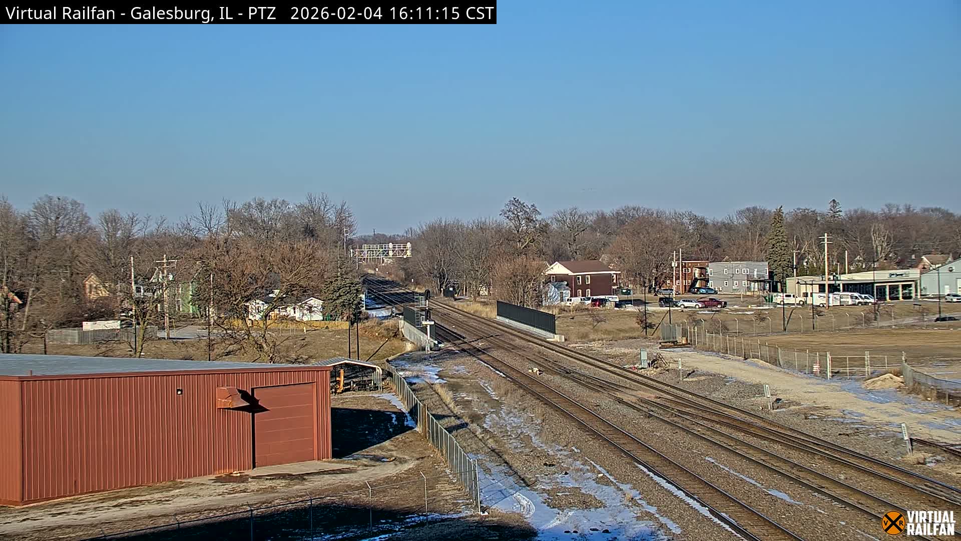 Galesburg City Skyline & Galesburg  Railway Station Railroad Crossing Junction Live Cam- Galesburg, Knox, Illinois, USA