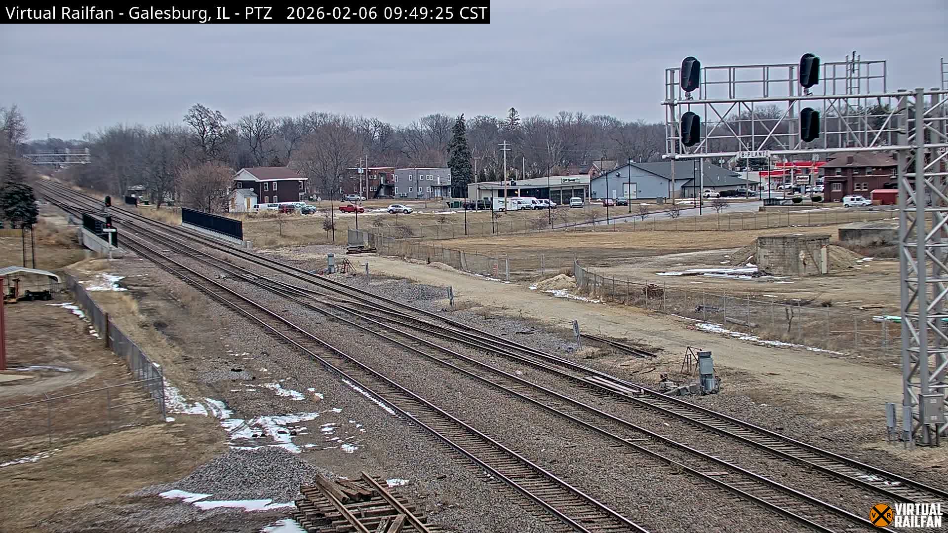Galesburg City Skyline & Galesburg  Railway Station Railroad Crossing Junction Live Cam- Galesburg, Knox, Illinois, USA
