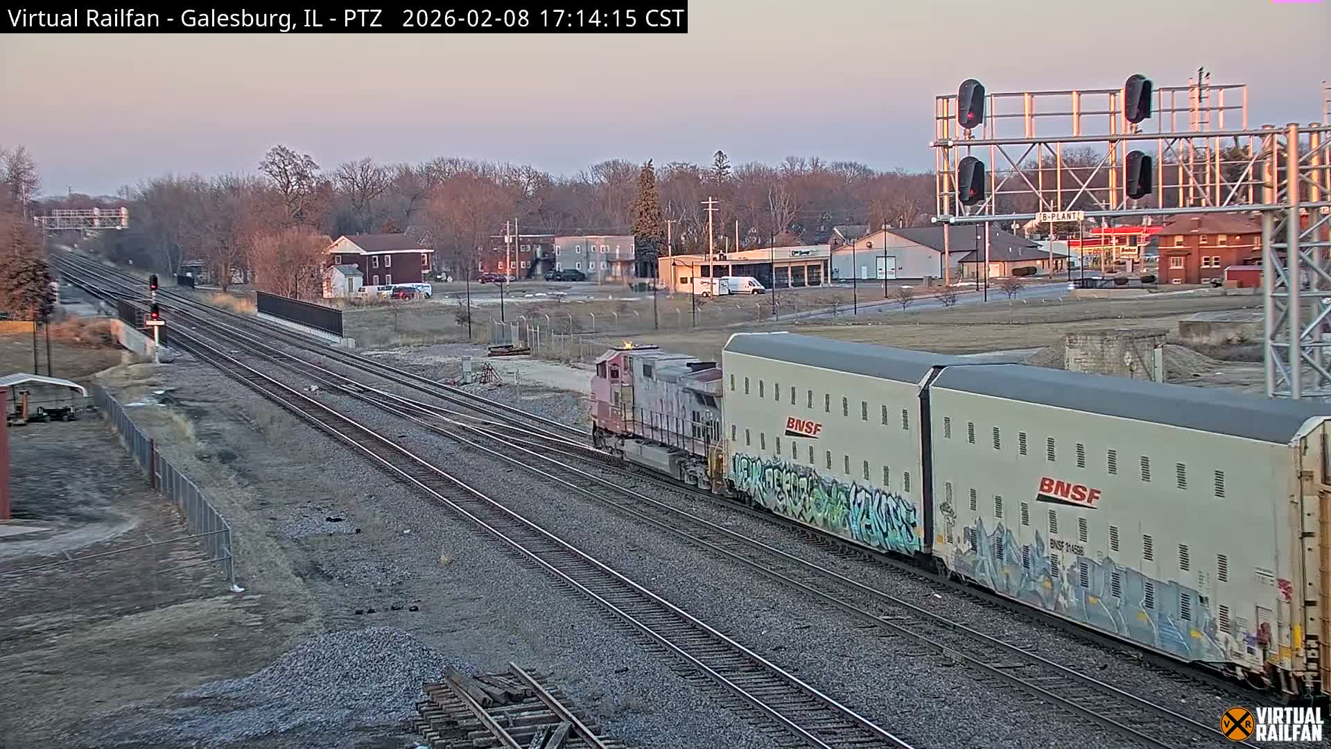 Galesburg City Skyline & Galesburg  Railway Station Railroad Crossing Junction Live Cam- Galesburg, Knox, Illinois, USA