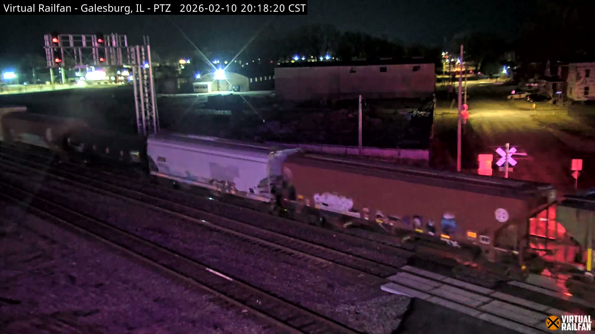 Galesburg City Skyline & Galesburg  Railway Station Railroad Crossing Junction Live Cam- Galesburg, Knox, Illinois, USA