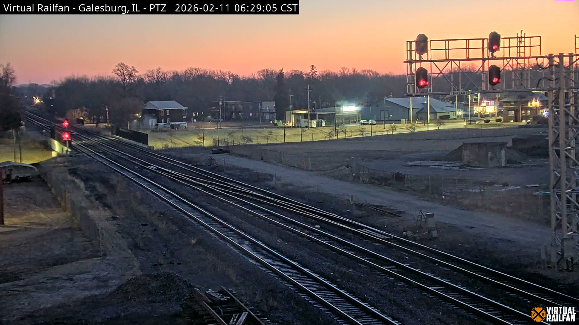 Galesburg City Skyline & Galesburg  Railway Station Railroad Crossing Junction Live Cam- Galesburg, Knox, Illinois, USA