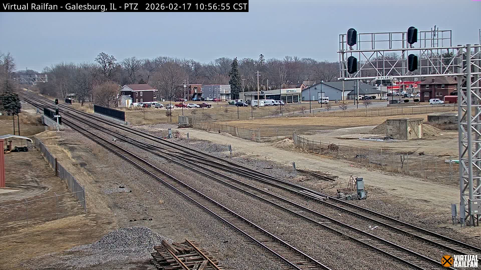 Galesburg City Skyline & Galesburg  Railway Station Railroad Crossing Junction Live Cam- Galesburg, Knox, Illinois, USA