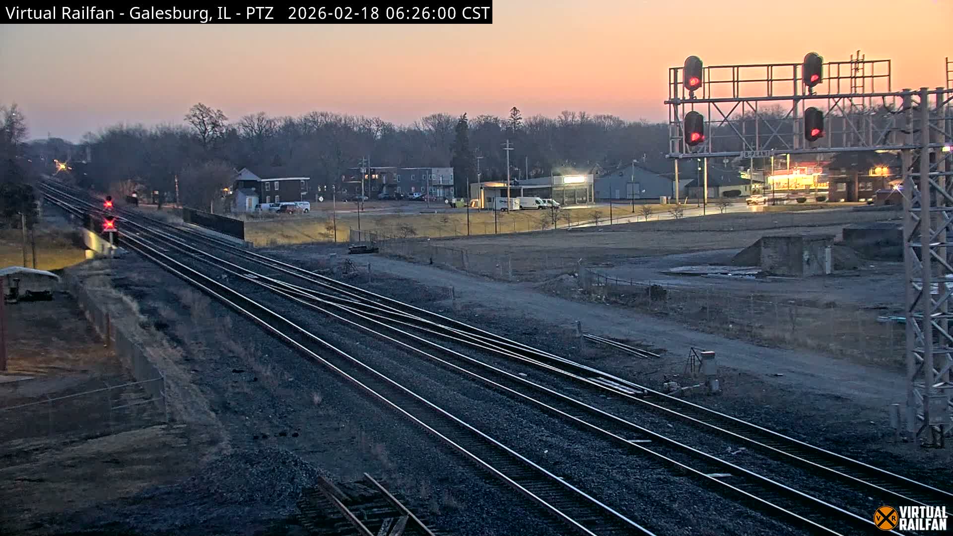 Galesburg City Skyline & Galesburg  Railway Station Railroad Crossing Junction Live Cam- Galesburg, Knox, Illinois, USA