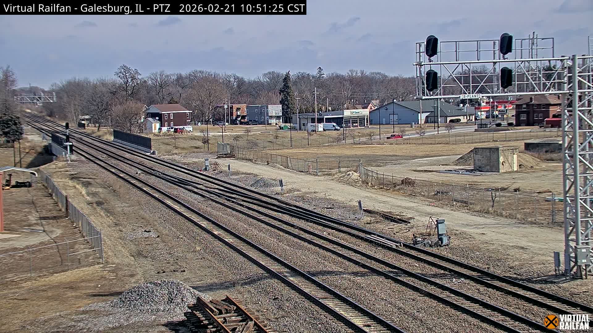 Galesburg City Skyline & Galesburg  Railway Station Railroad Crossing Junction Live Cam- Galesburg, Knox, Illinois, USA