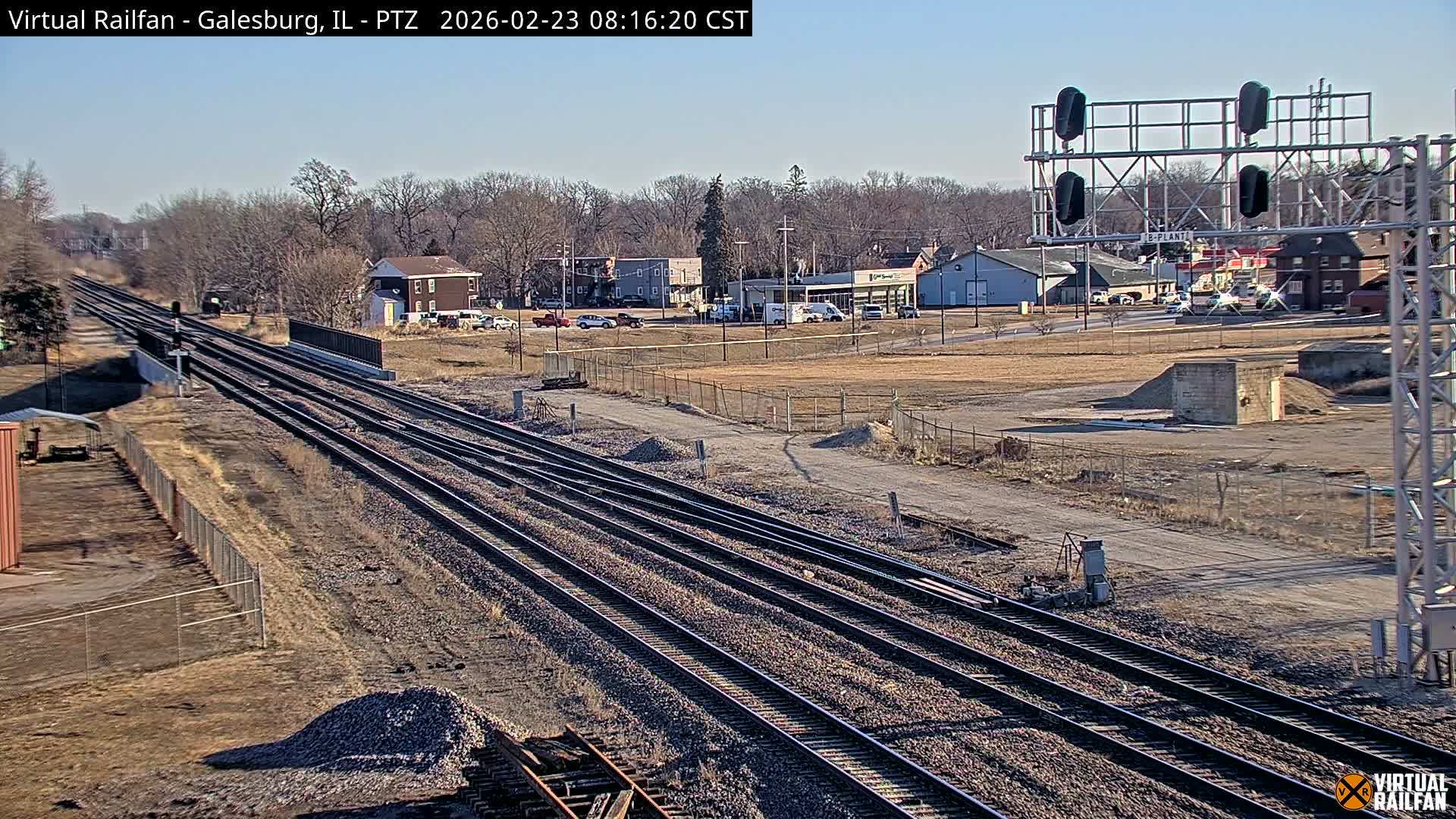Galesburg City Skyline & Galesburg  Railway Station Railroad Crossing Junction Live Cam- Galesburg, Knox, Illinois, USA