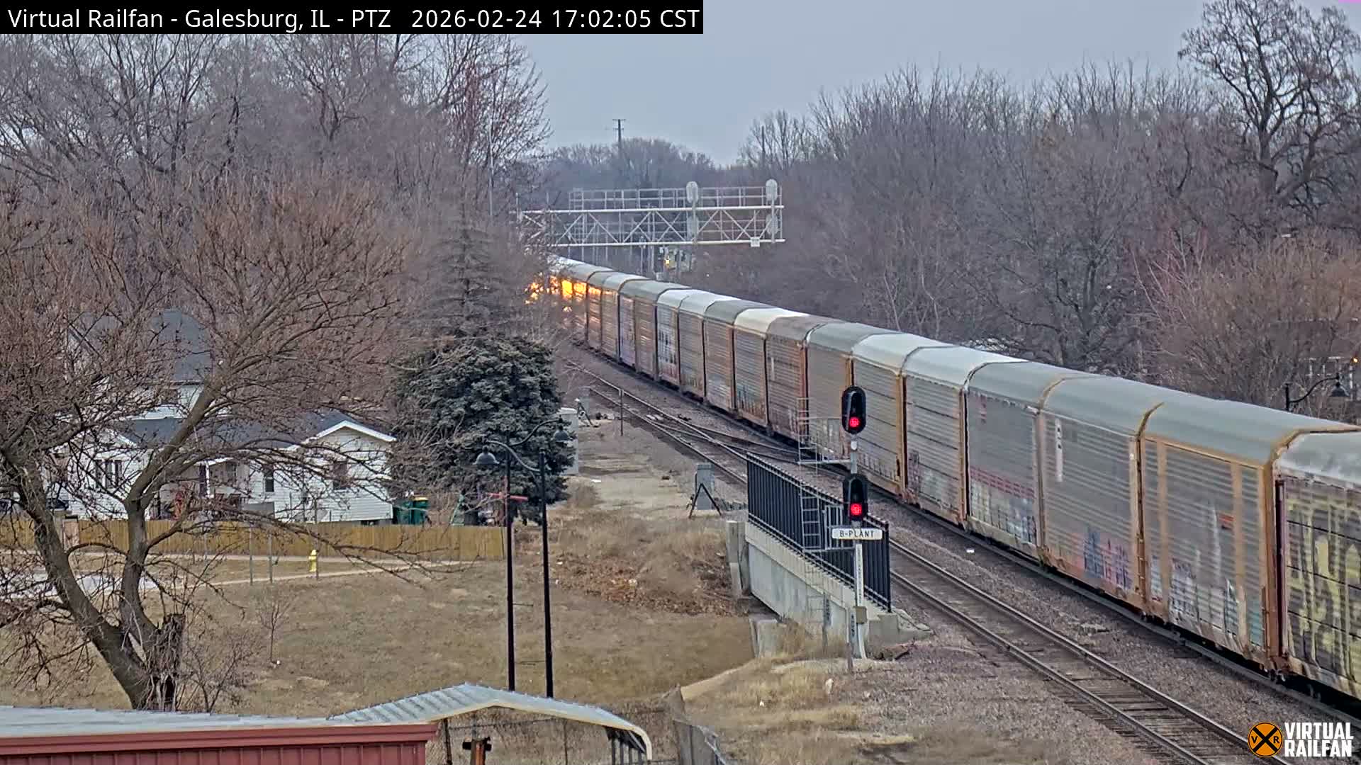 Galesburg City Skyline & Galesburg  Railway Station Railroad Crossing Junction Live Cam- Galesburg, Knox, Illinois, USA