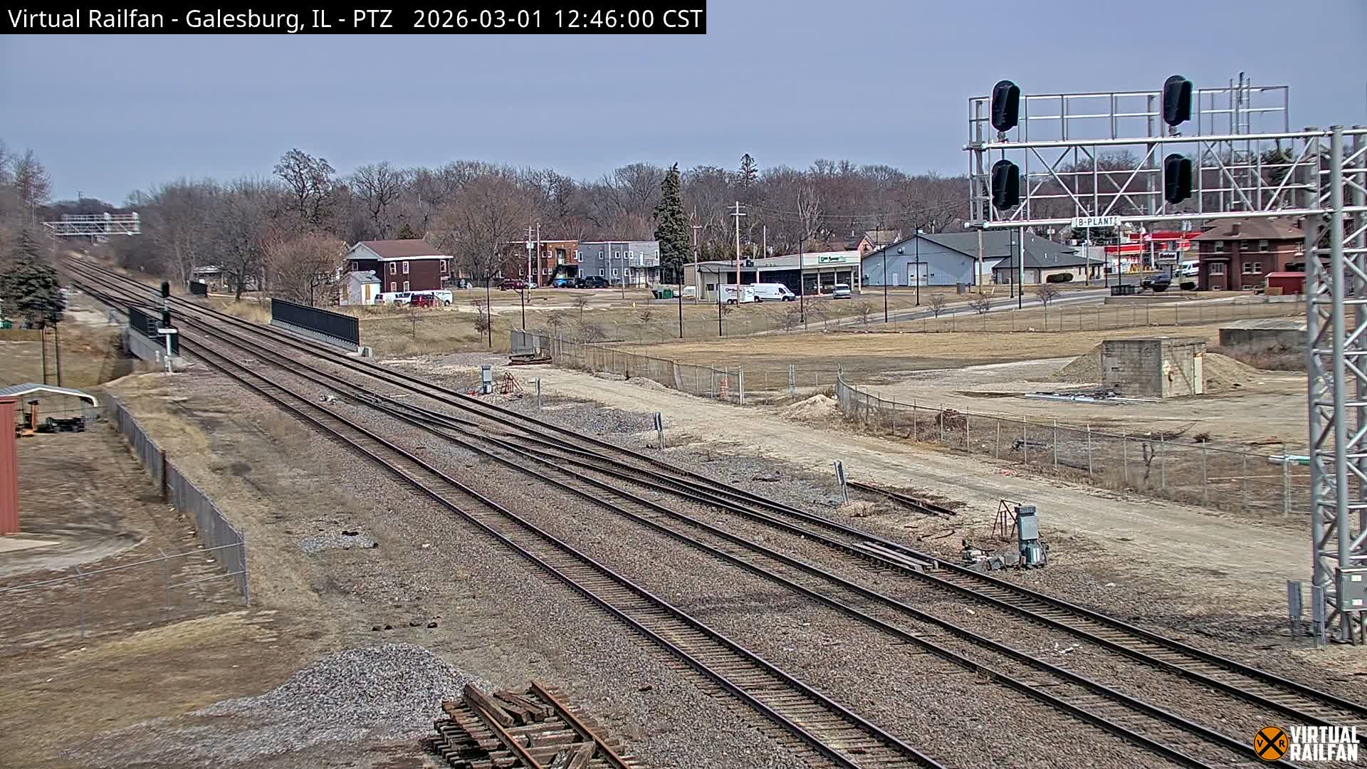 Galesburg City Skyline & Galesburg  Railway Station Railroad Crossing Junction Live Cam- Galesburg, Knox, Illinois, USA