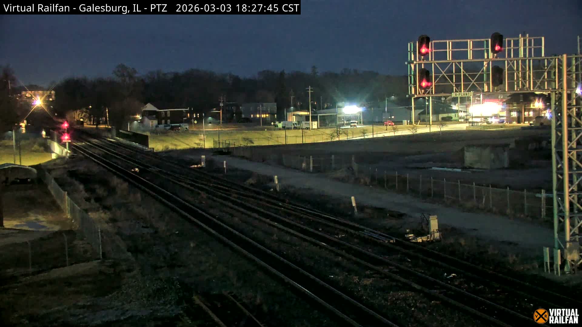 Galesburg City Skyline & Galesburg  Railway Station Railroad Crossing Junction Live Cam- Galesburg, Knox, Illinois, USA